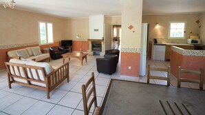 House | Living room | Fireplace, DVD player - Spacious Holiday Home in Malaucene France With Private Pool (Malaucene)