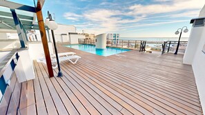 A rooftop pool