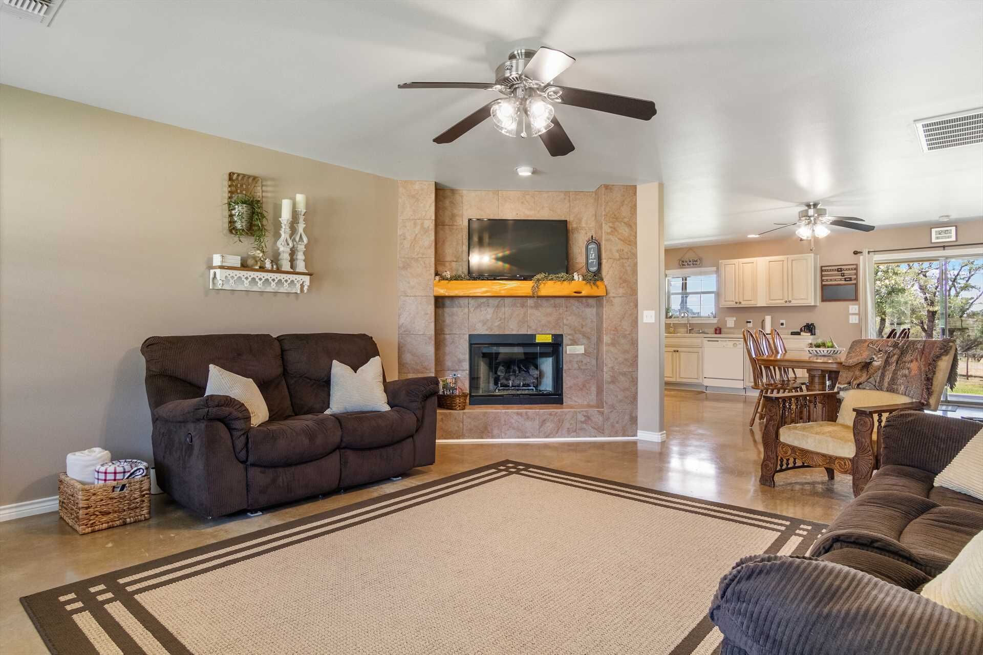 TV, fireplace, DVD player