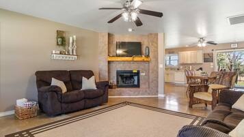 TV, fireplace, DVD player