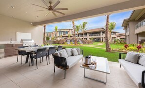 Outdoor dining - K L V R Welcomes you to 4 Luana Garden Villas Building 11 in Oceanfront Resort (Lahaina)