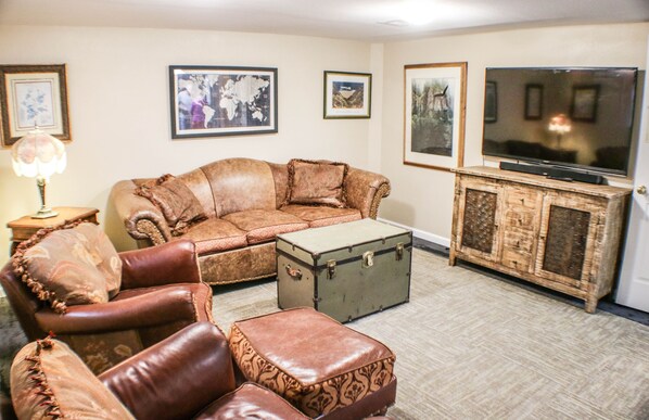 TV, DVD player, video library