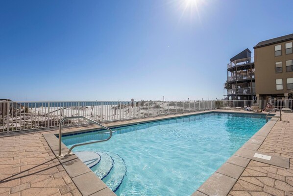 Indoor pool, a heated pool - Dog friendly beachfront condo with sunrise view (Gulf Shores)