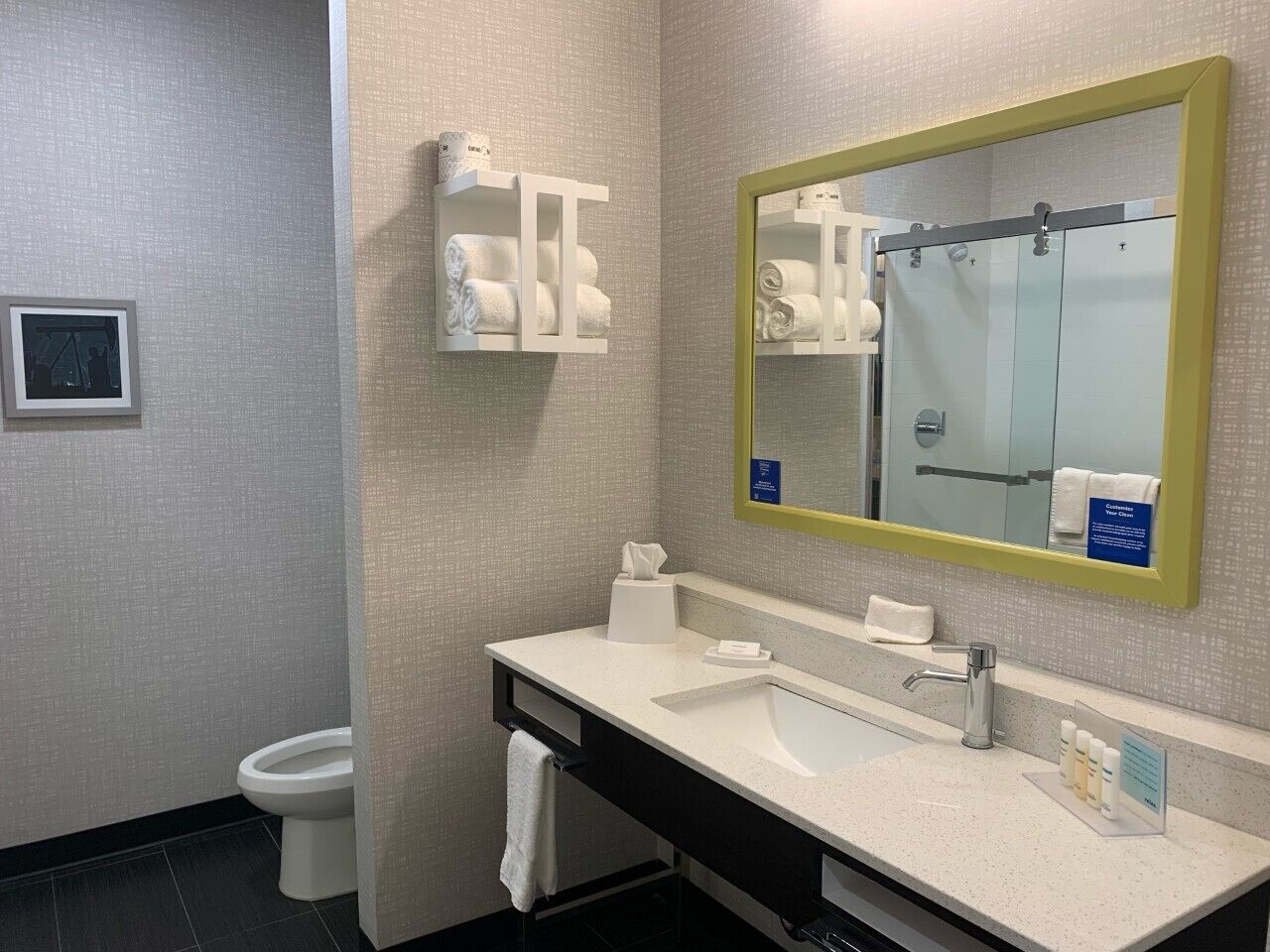 towels, soap, shampoo, toilet paper