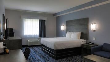 Desk, blackout drapes, iron/ironing board, free WiFi