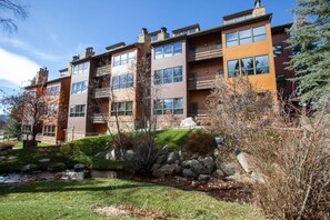 Exterior - Large, creekside condo w/ shared hot tubs - across the street from resort trails (Steamboat Springs)
