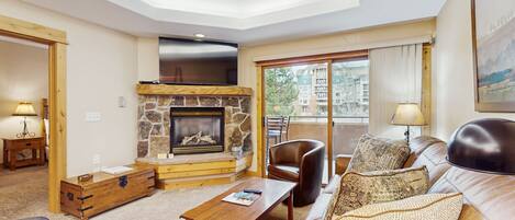 TV, fireplace, DVD player