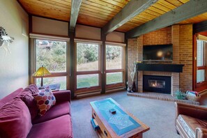 TV, fireplace, DVD player, stereo