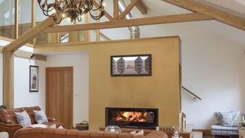 TV, fireplace