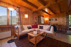 TV, fireplace, DVD player, books - Chalet Mar'Mot - Four Bedroom Chalet, Sleeps 8 (Riddes)