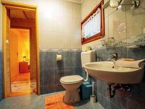 A bathroom with a toilet, sink, and shower area. - Serene Holiday Home in Dolus With Private Garden (Brod Moravice)