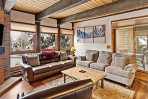 TV, fireplace