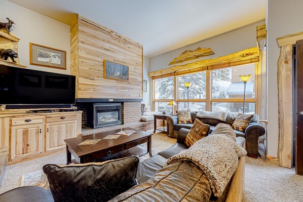 TV, fireplace, DVD player, stereo