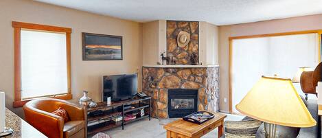 تلفزيون، مدفأة، مشغل دي في دي