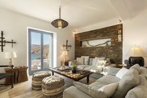 TV, fireplace - Andros 5 Up ·Andros Seaside Luxury Escape (Andros)