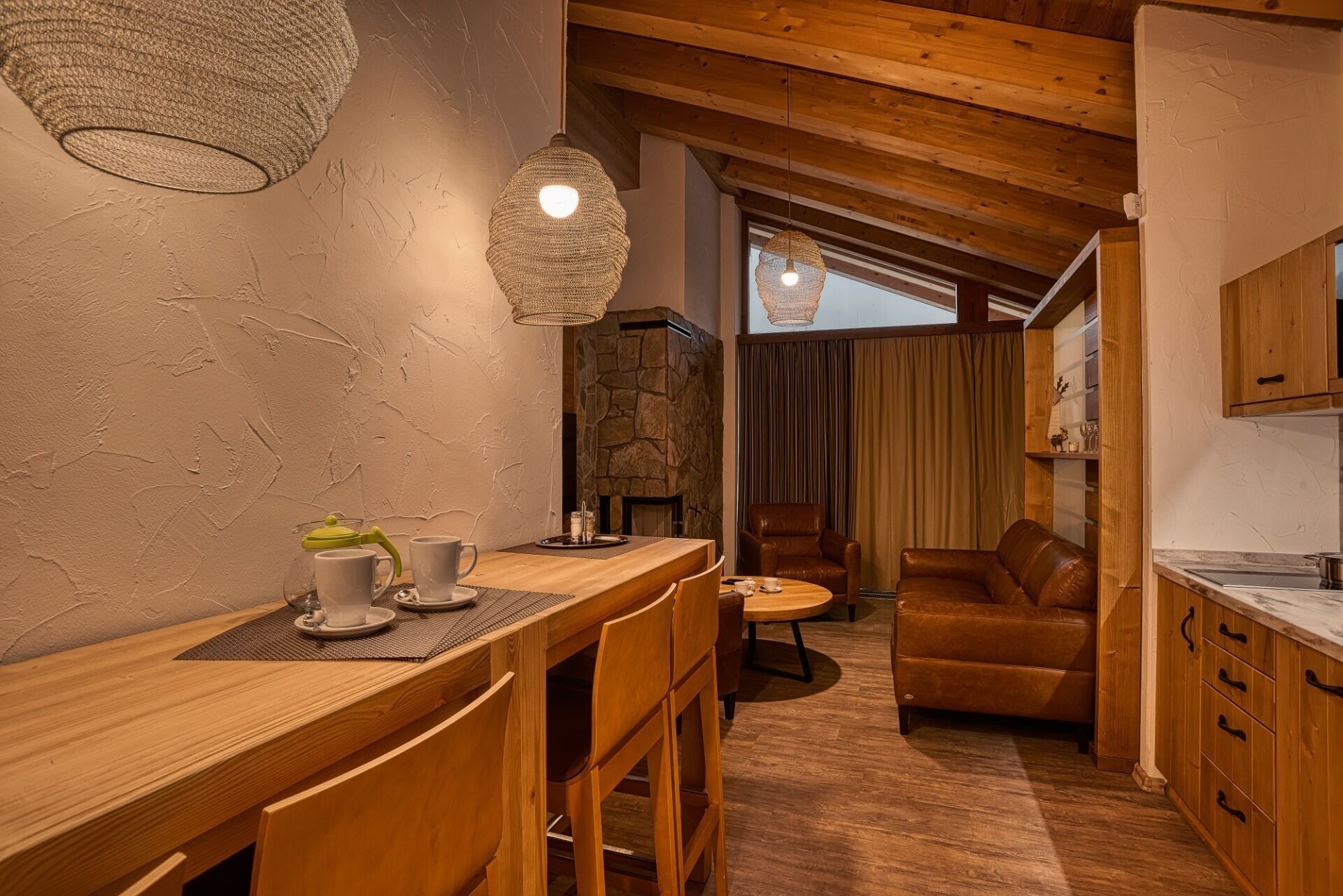 独特公寓, 2 间卧室, 桑拿浴, 山景 (7) | 私人厨房 | 冰箱、微波炉、炉灶、洗碗机