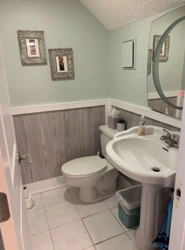 Shower, towels, toilet paper