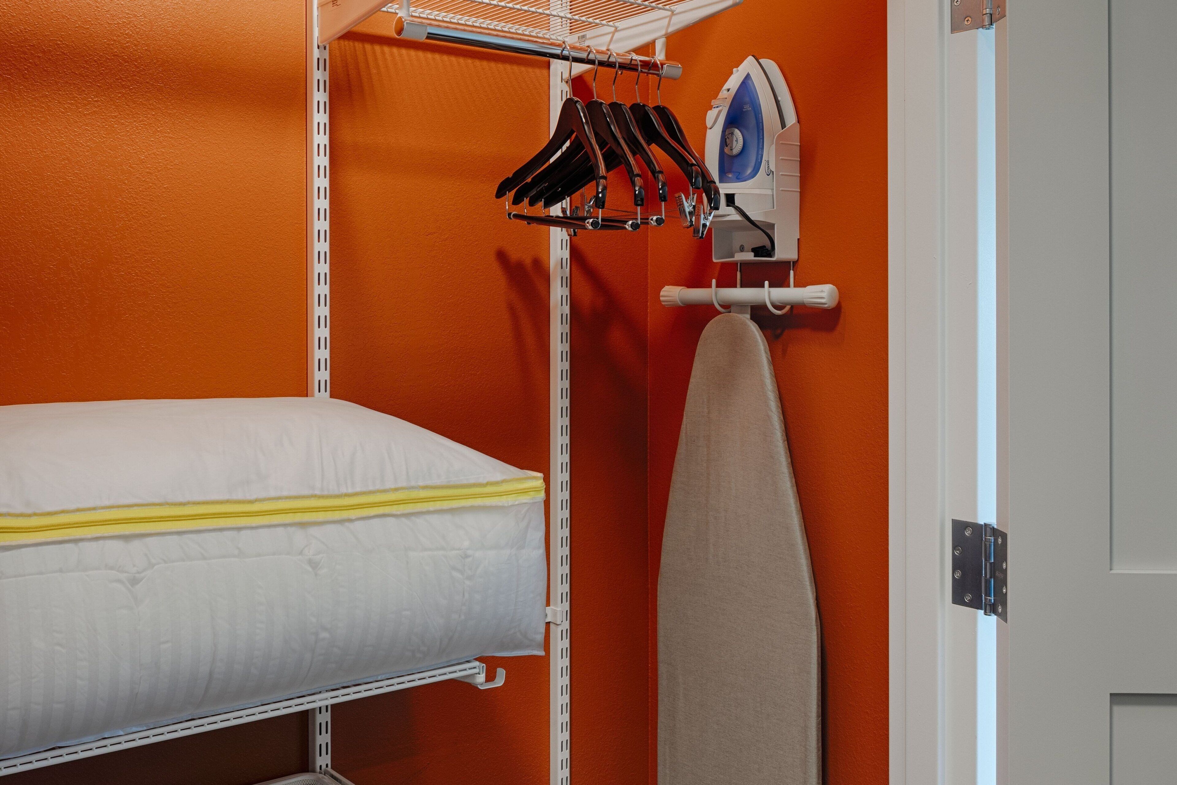 premium bedding, pillow-top beds, desk, laptop workspace