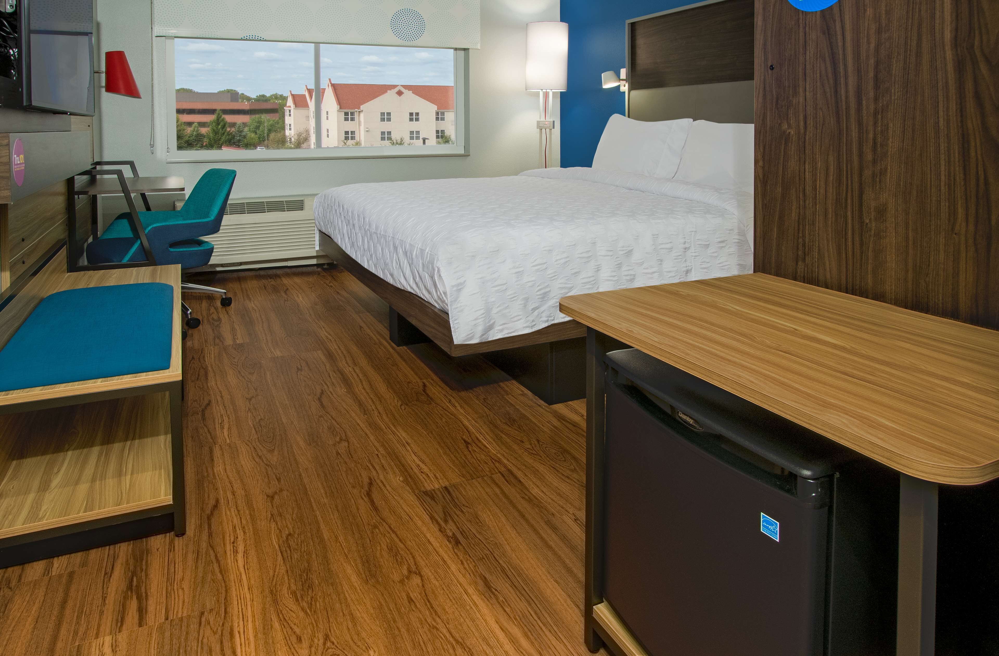 desk, laptop workspace, blackout curtains, free rollaway beds