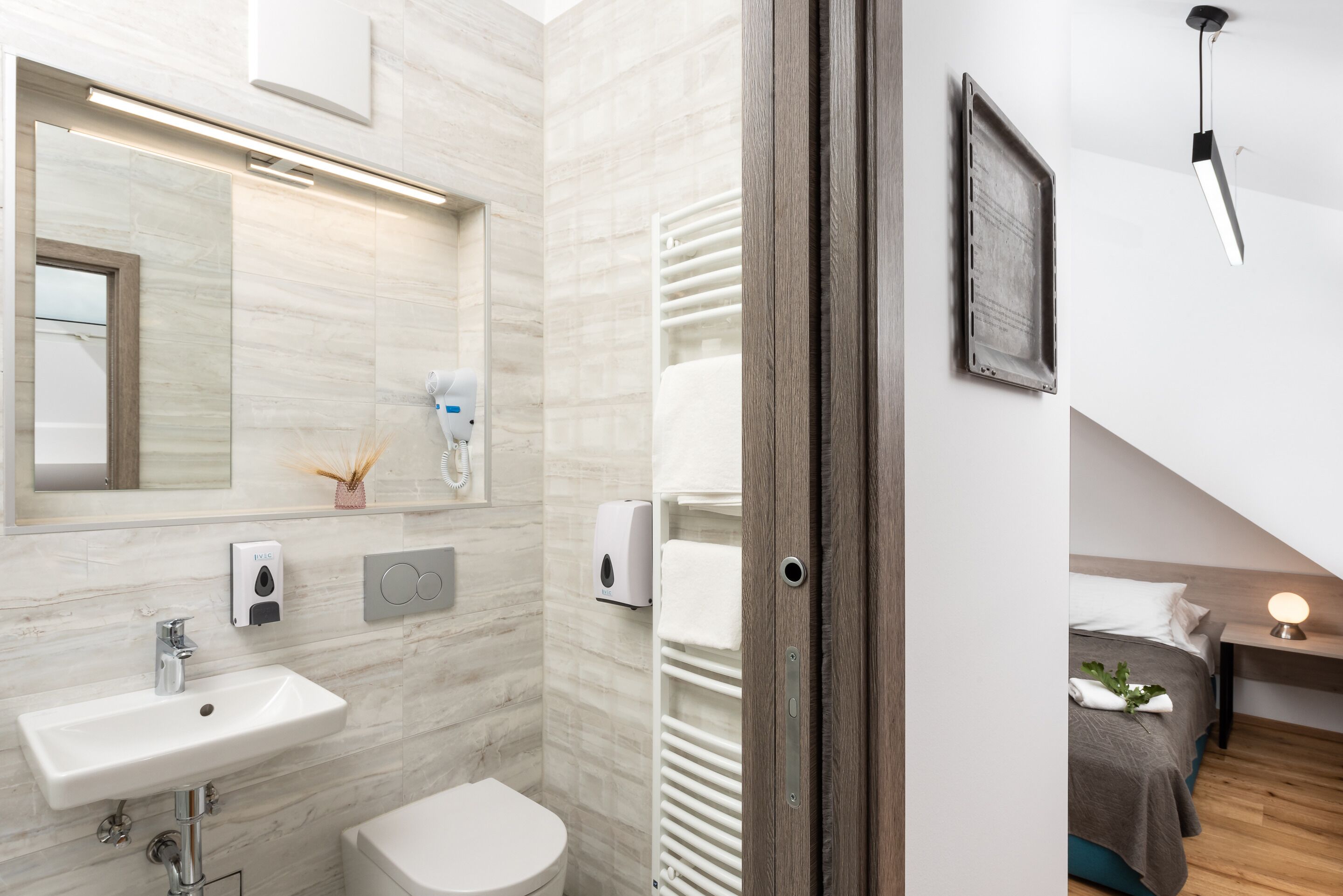 Romantic Double Room, 1 Queen Bed | Bathroom | Shower, rainfall showerhead, hair dryer, heated floors