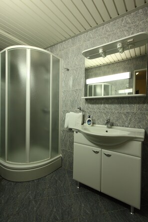 Studio | Salle de bain | Séchoir à cheveux, serviettes fournies, savon, papier de toilette