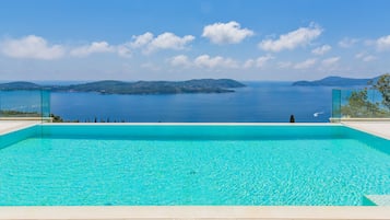Seasonal outdoor pool, pool umbrellas, sun loungers