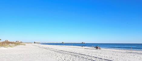 Beach nearby, sun loungers
