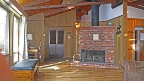 Cabin, Multiple Beds, Hot Tub | Living room | TV, fireplace