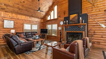 Télévision, cheminée, lecteur de DVD