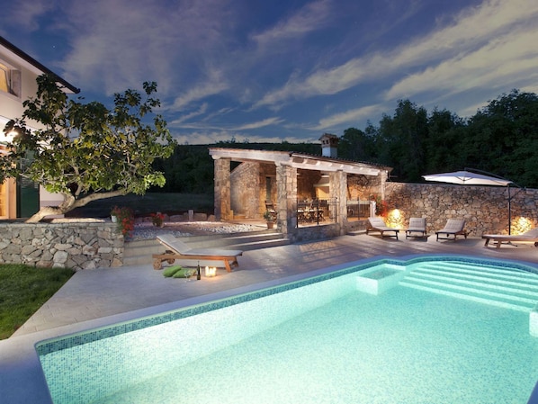 Villa | Pool | Indoor pool, outdoor pool - Attractive Villa With Private Swimming Pool, Beach Volleyball and Fenced Garden (Rasa)