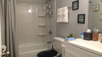 Ensemble douche/baignoire, sĂšche-cheveux, serviettes fournies