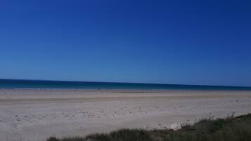 Beach nearby, sun loungers