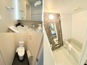Combined shower/tub, free toiletries, hair dryer, slippers - Sugamo Winco Residence  (Tokyo)