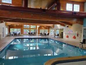 Indoor pool, seasonal outdoor pool, pool umbrellas, sun loungers