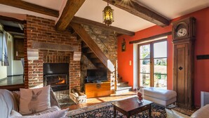 Cottage | Living room | Fireplace, DVD player - Modern Cottage With Private Garden in Dinant (Dinant)