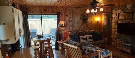 Smart TV, chimenea y reproductor de DVD