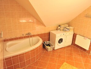 Villa | Bathroom | Bathtub, towels - Delightful Villa in Frymburk With Swimming Pool (Frymburk)