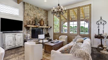 TV, fireplace, foosball, table tennis