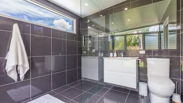 Bathtub, hair dryer, towels, soap