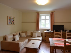 Apartment | Living room | DVD player - Luxurious Apartment in a Quiet Location in Brandenburg Near the Schwielochsee (Friedland)