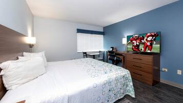 Desk, blackout drapes, iron/ironing board, WiFi (free)
