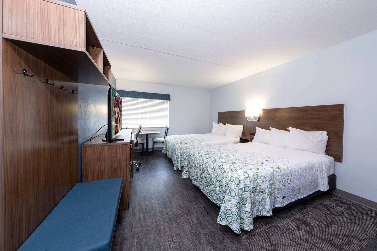Studio, 2 Double Beds (Smoke Free) | Desk, blackout drapes, iron/ironing board, WiFi (free)
