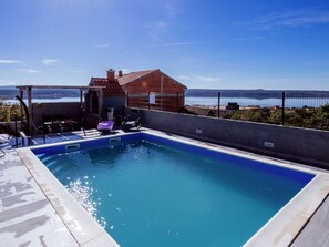 Pool - Spacious Detached House With Private Swimming Pool , sea View Covered Terrace (Zemunik Donji)
