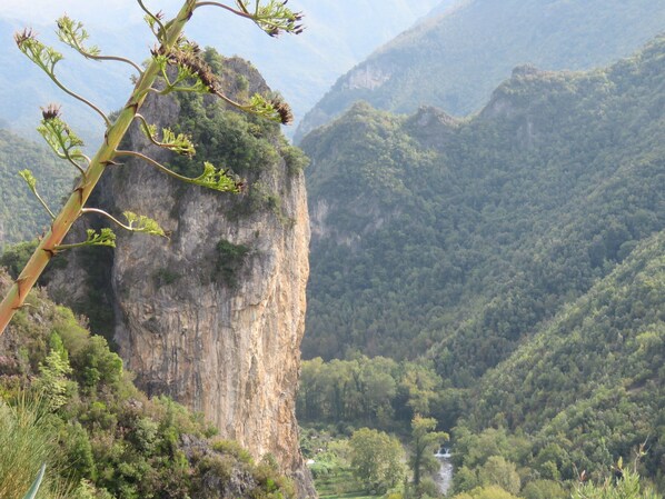A mountainous landscape with a prominent rock formation and lush greenery. - Bungalow in Maratea With Pool Near Beach (Maratea)