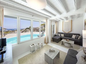 Villa | Living area - Villa in Mykonos With Sea View and Pool (Mykonos)