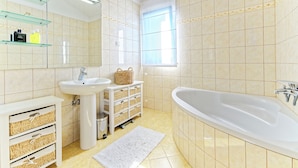 Villa | Bathroom | Combined shower/bathtub, towels - Detached Modern Villa With Pool in Sveti Lovrec, Near the Beach and Porec (Sveti Lovrec)