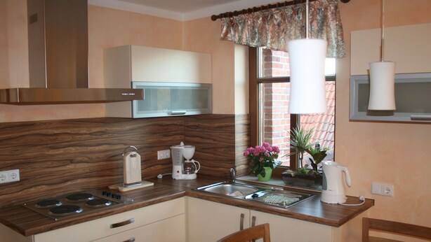 Apartment | Private kitchen | Coffee/tea maker, fridge, oven, toaster - Luxurious Apartment in Alt Farpen With Lake Near (Blowatz)