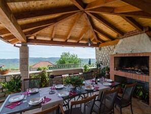 Villa | Dining - Authentic Villa With Private Pool,hot Tub,covered Terraces,panoramic View, Wi-fi (Konavle)