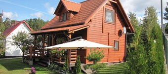A Beautiful House by the Wilkasy Lake, Living Room With Fireplace, Terrace, 2 Bedrooms