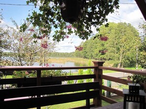Balcony - A Beautiful House by the Wilkasy Lake, Living Room With Fireplace, Terrace, 2 Bedrooms (Gizycko)